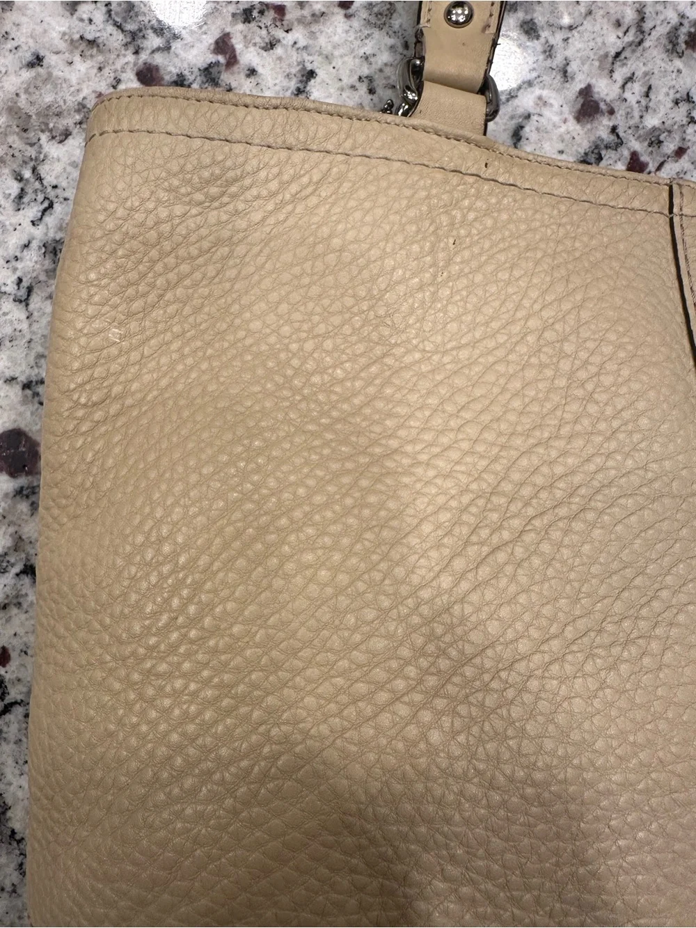 Coach Soft Pebbled Leather Tote Bag Cream Beige Shoulder Purse F13089